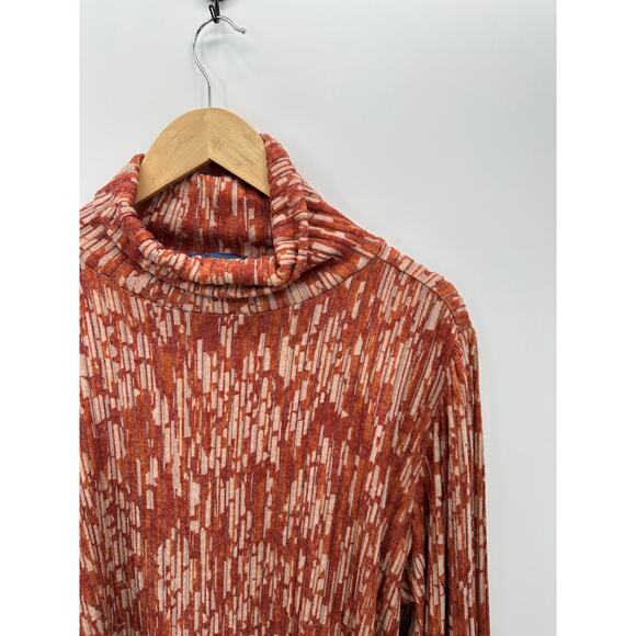 Democracy Cowl Neck Sweater Women XL Orange Rayon Blend Stretch Pullover Fall - Picture 4 of 7